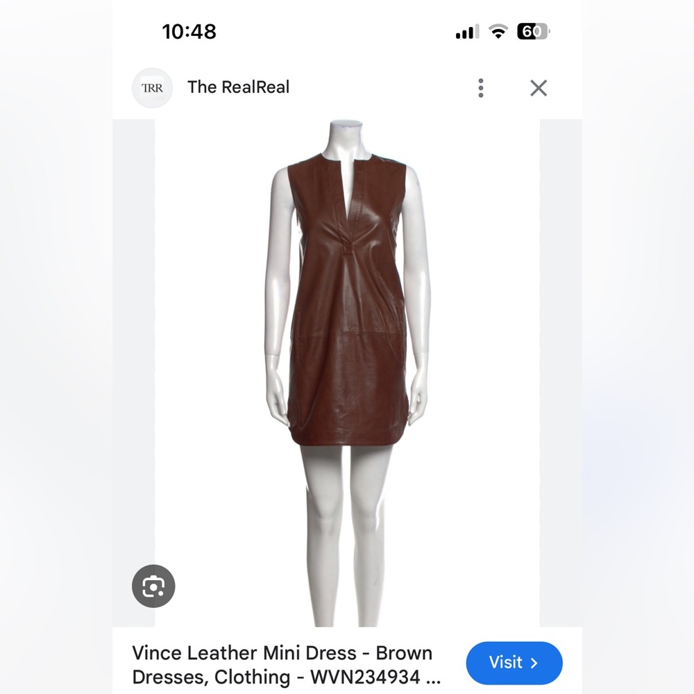 VINCE SIZE 4 Brown Leather Sleeveless Dress
